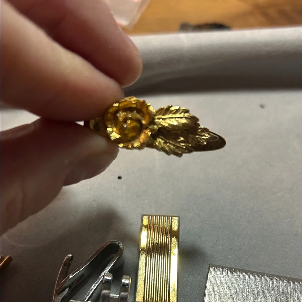 Gold and Silver Tie Clip and money holder Set
